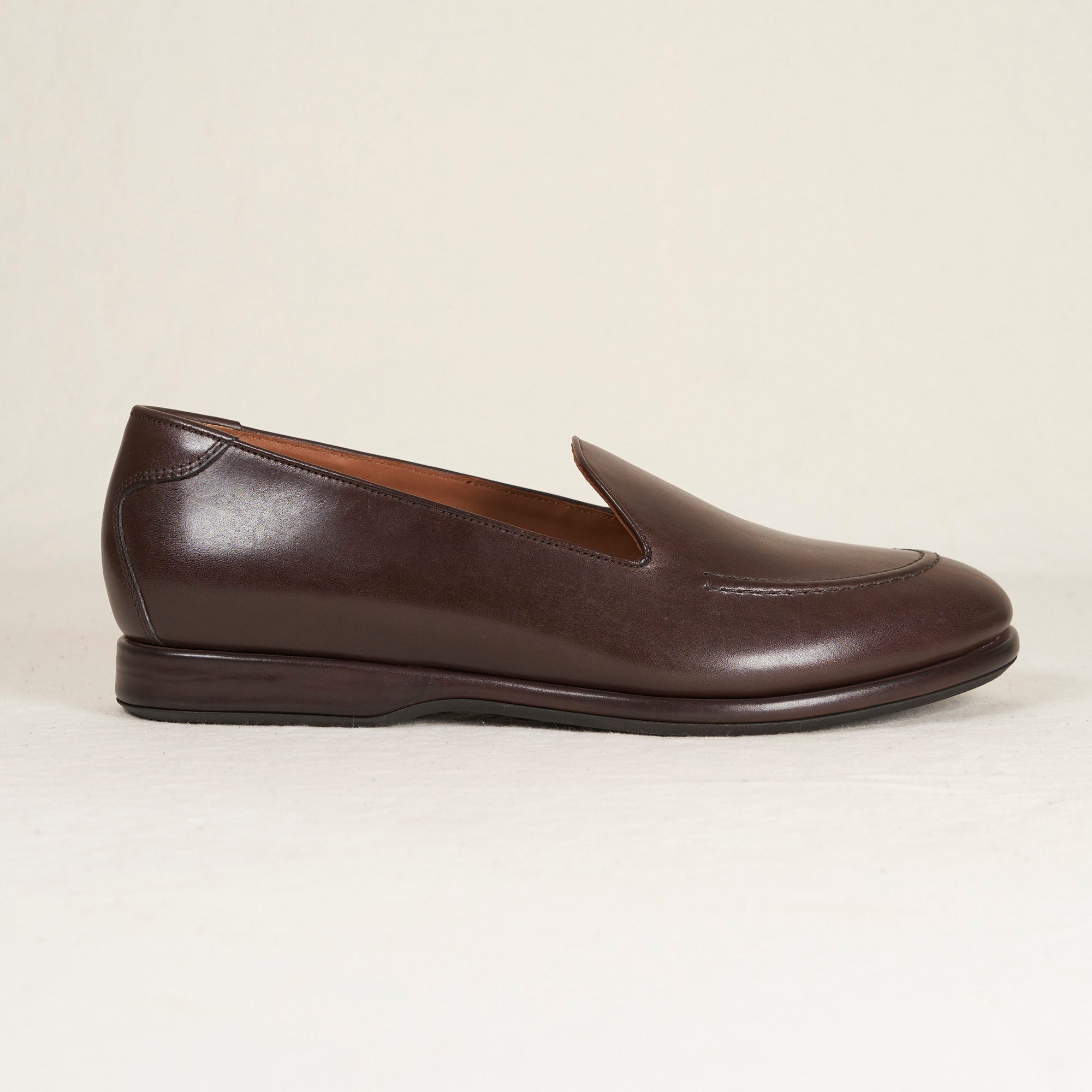 August Special Augie Type-S men's Blake loafer in espresso Maryam veg-tan calf — hand-sewn vamp stitch, classic American.