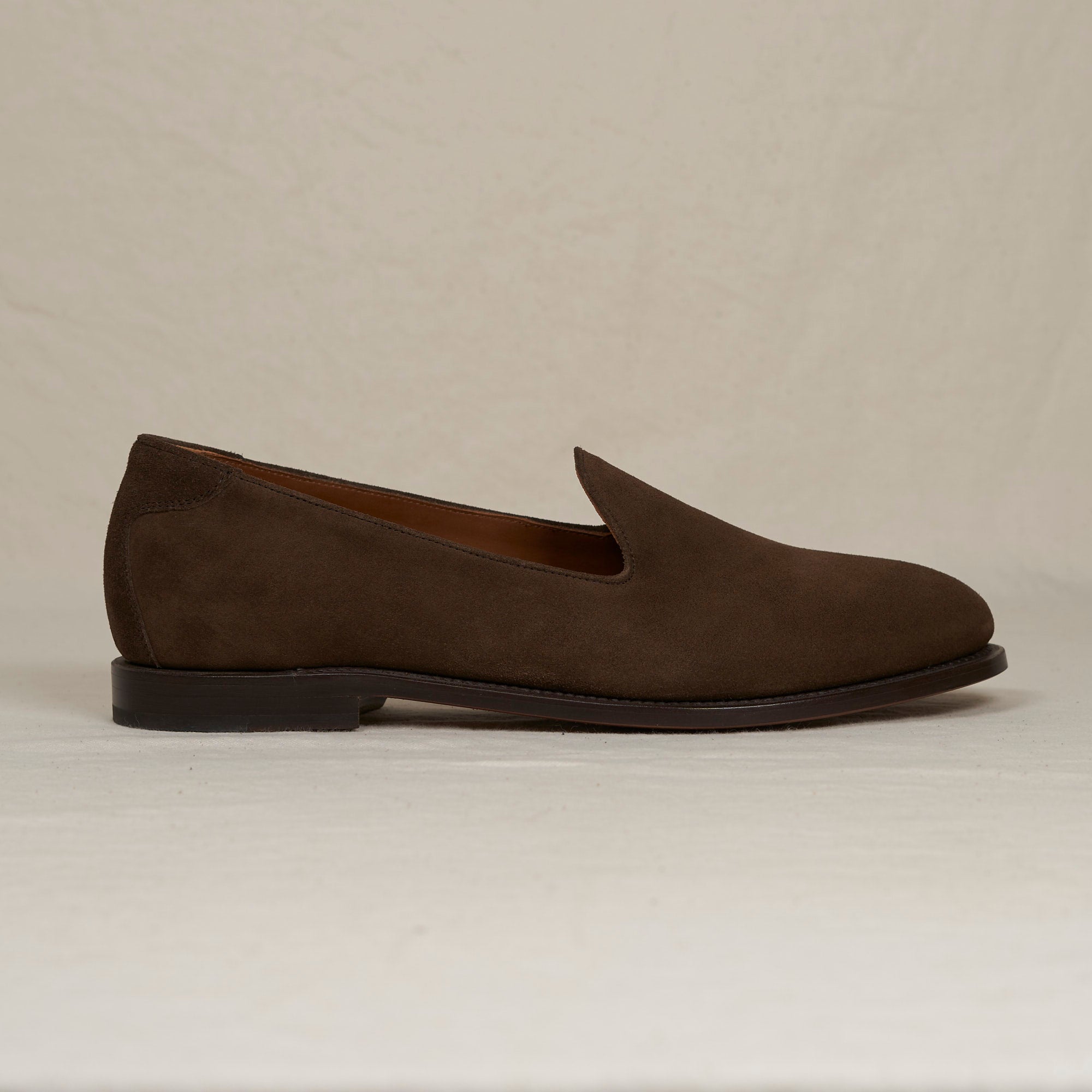 August Special Augie Type-GP men's Goodyear loafer in brown veg-tan calf suede — classic American style, luxurious comfort.