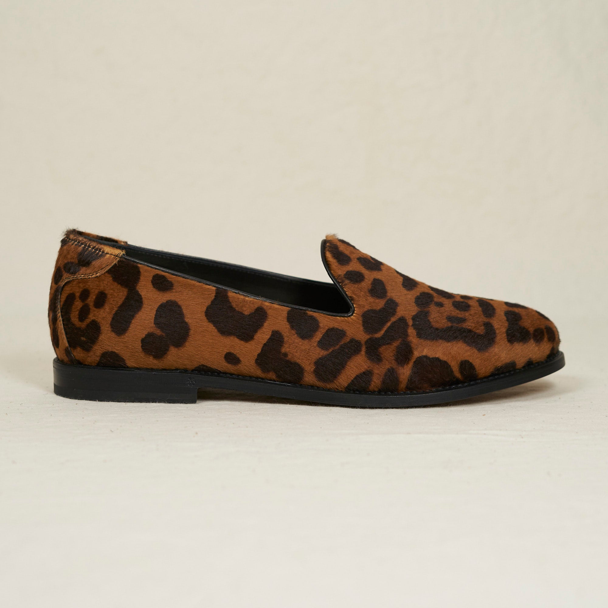 August Special Augie Type-GP men's Goodyear loafer in natural leopard haircalf — statement texture, classic American style.