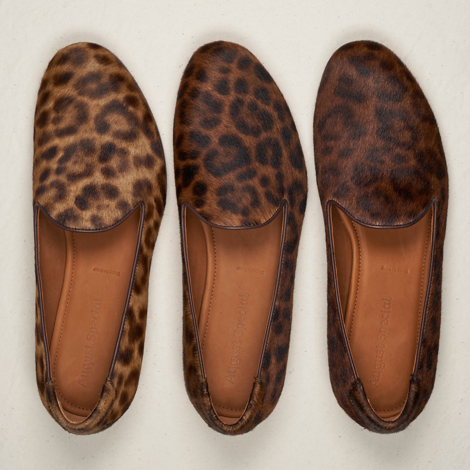 Lifestyle view of August Special Augie Type-P men's leopard haircalf loafer — bold classic American style, Harry Last.