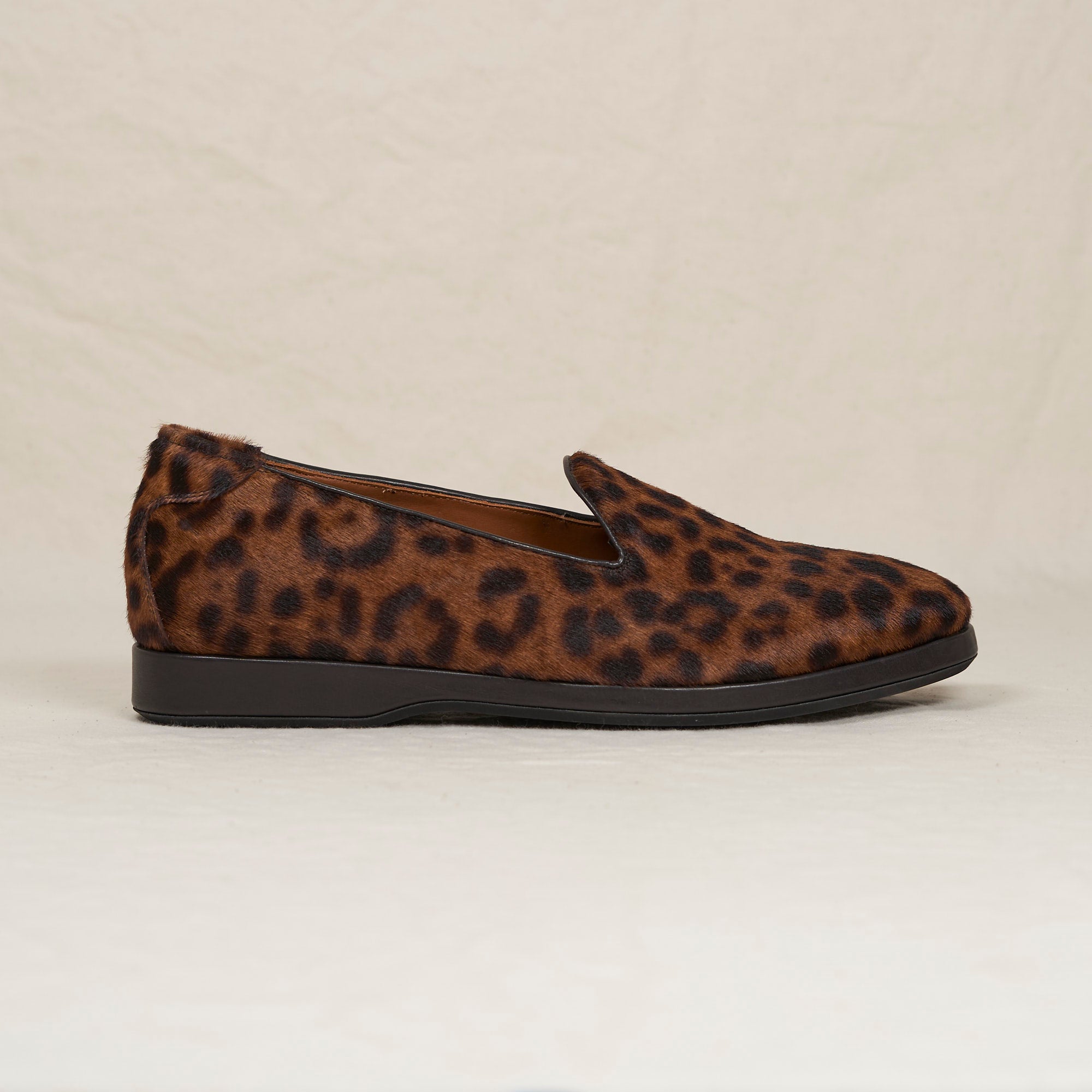 August Special Augie Type-P men's Blake loafer in natural leopard haircalf — statement texture, classic American style.