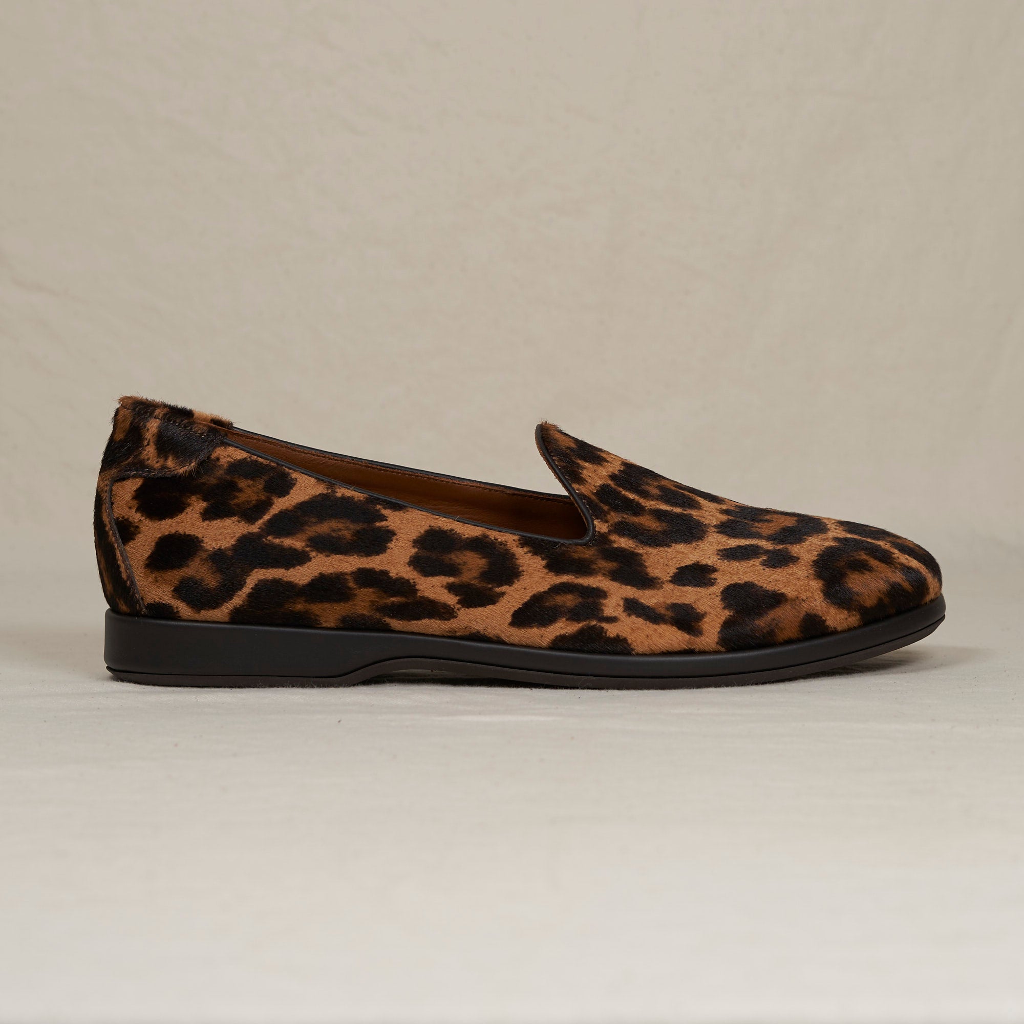 August Special Augie Type-P men's Blake loafer in light leopard haircalf — tonal pattern, classic American style.