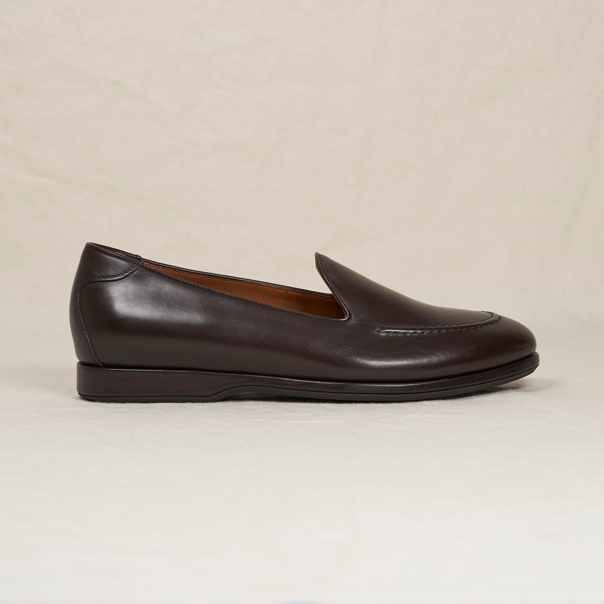 August Special Augie Type-S men's Blake loafer in espresso Maryam veg-tan calf — hand-sewn vamp stitch, classic American.