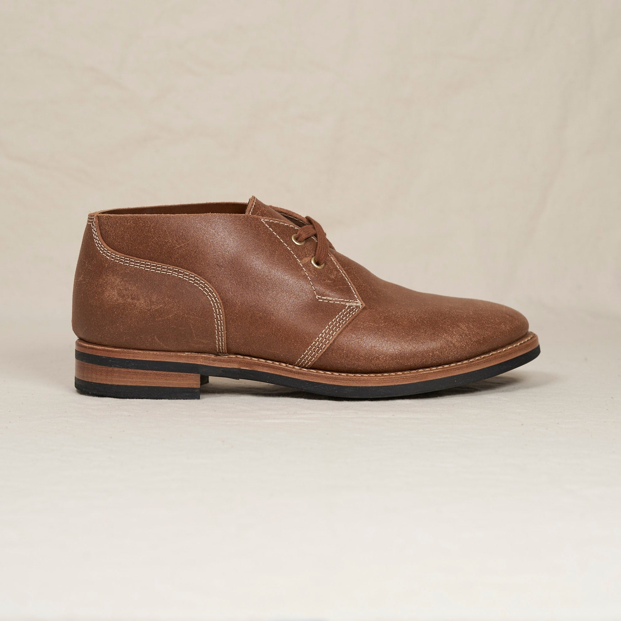 August Special Aviator men's Goodyear chukka in roughout suede — rugged texture, classic American style.