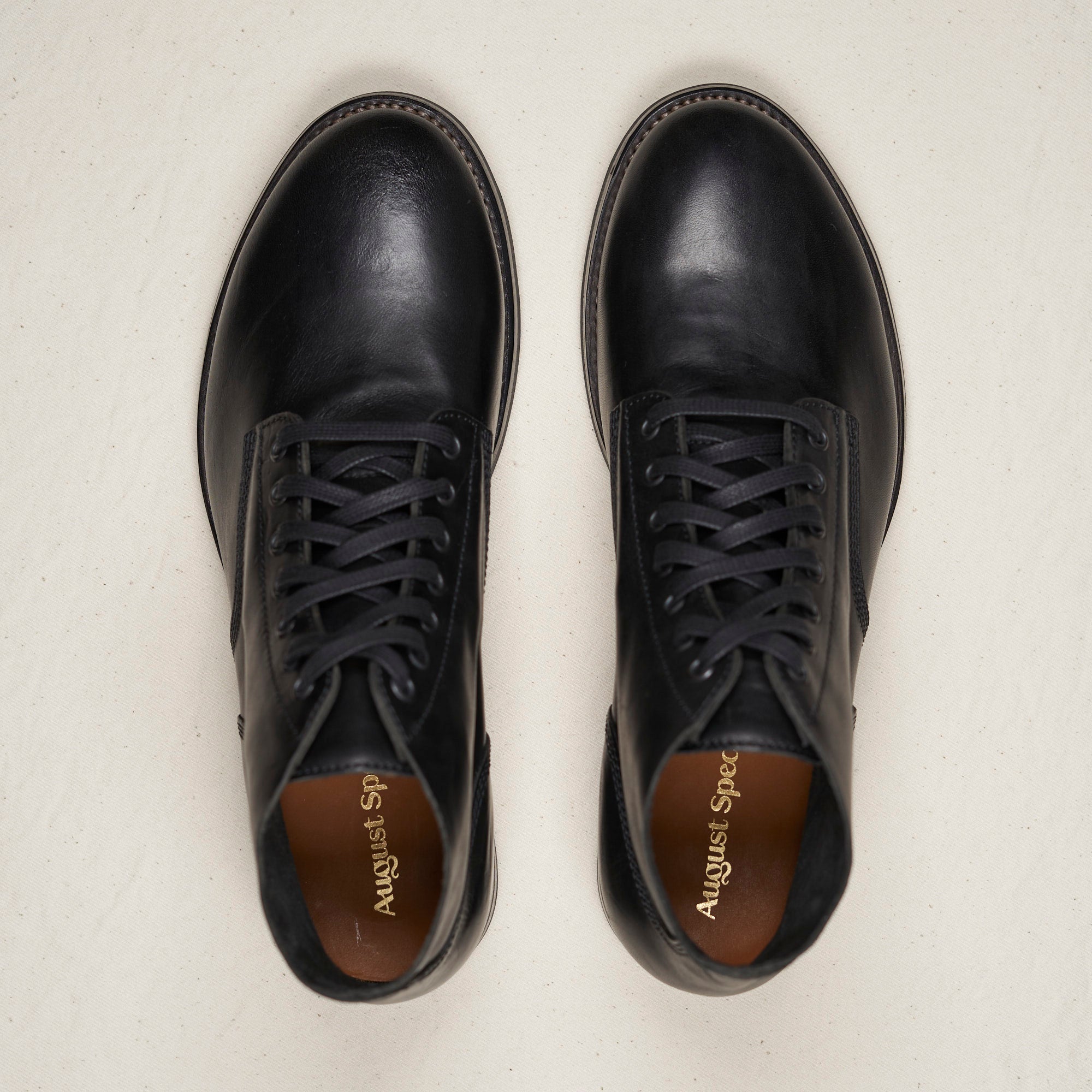 Top-down view of August Special Belliver men's black horsehide boot — unlined upper, cushioned tongue, Harry Last. Awarded NYT Wirecutter Best Boot of 2026.